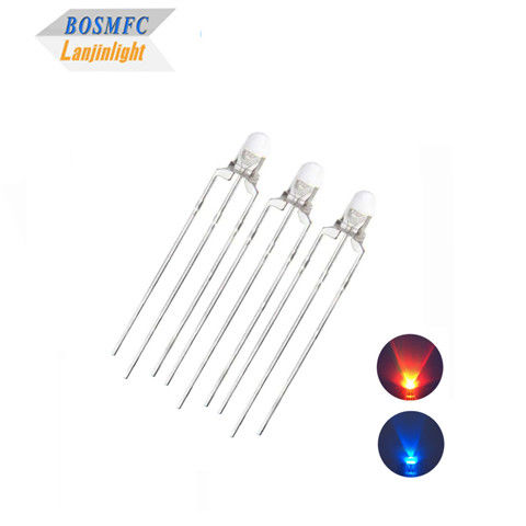 Bi kleur 3mm LED Rood en blauw gemeenschappelijke anode en gemeenschappelijke katode Door het gat LED Warmteverlies