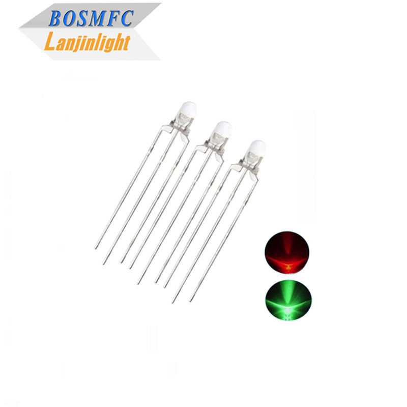 Bi-color 3mm door gat LED multifunctionele 20mA rood en groen licht
